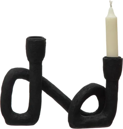Vista 5 de Bloomingville Portavelas decorativo de resina doble cónico, negro