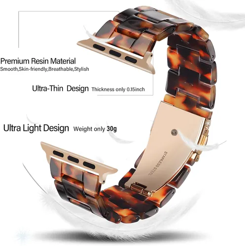 Vista 5 de HOPO Compatible With Apple Watch Band Thin Lightweight Resin Strap Bracelet Fashion Wristband Replacement For iWatch Bands Series Ultra 11 10 9 8 7