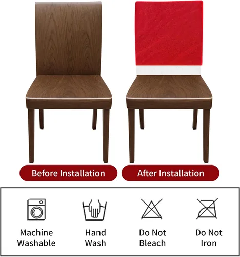 Vista 5 de VADOO 2 fundas de silla de Navidad, cubierta trasera de silla de Navidad para decoración de Navidad, vacaciones, comedor, 2