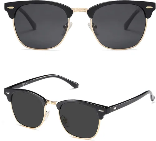 Vista 2 de SOJOS Retro Semi Rimless Polarized Sunglasses Horn Rimmed UV400 Glasses SJ5018