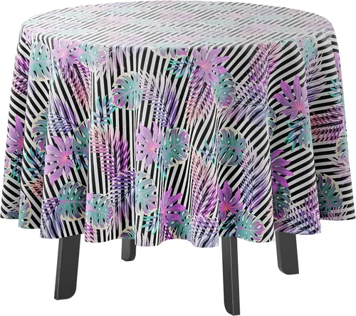 Vista 20 de Mantel redondo para interior/exterior de 58 pulgadas, mantel redondo impermeable para patio, manteles para mesa circular de primavera/verano