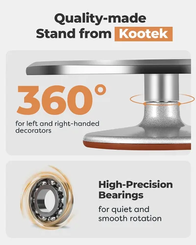 Vista 2 de Kootek Tocadiscos de aluminio para tartas, soporte giratorio para tartas de 12 pulgadas, 35 piezas de suministros de kit de decoración de pasteles