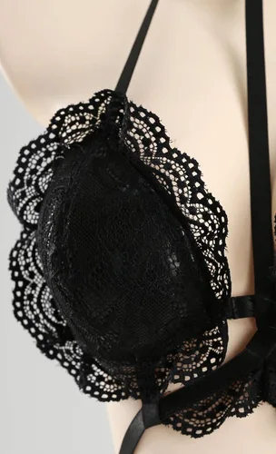 Vista 6 de Miccostumes Conjunto de lencería de encaje para mujer con sombrero
