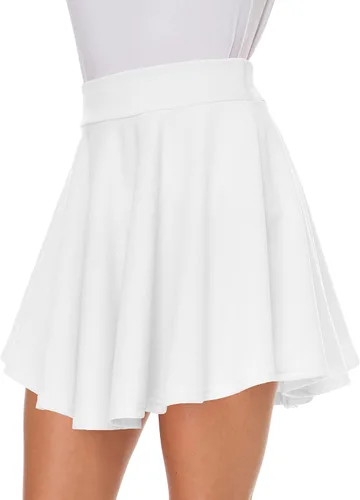 Vista 5 de Afibi - Falda estilo skater corta, acampanada y plisada con estilo informal y cintura elástica