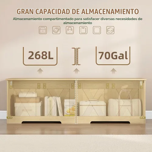 Vista 4 de Hzuaneri Baúl y banco de almacenamiento boho de 59 pulgadas 70 galones amarillo camello