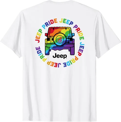 Vista 2 de Jeep Pride Rainbow - Camiseta con logotipo negro (dos caras), Blanco