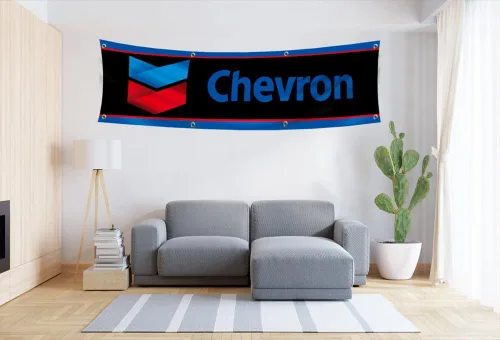 Vista 2 de ENMOON Bandera de gas y aceite de 2 x 8 pies para decoración de pared de garaje
