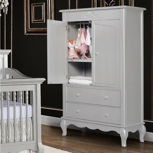 Vista 2 de Evolur Aurora Armoire, Queen, Akoya Grey PearlSilver Mist