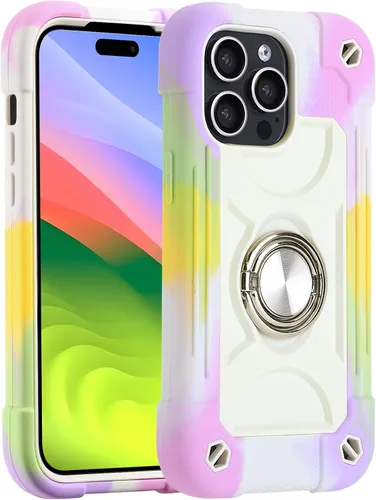 Vista 136 de MARKILL Funda compatible con iPhone 14 Pro de 6.1 pulgadas con soporte de anillo integrado, protección contra caídas de grado militar, carcasa Palta