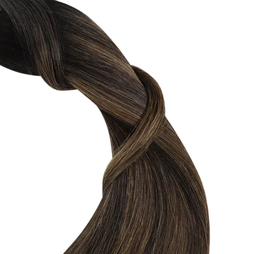 Vista 9 de YoungSee Extensiones de Cabello Humano con Cinta Balayage Extensiones de Cabello con Cinta Marrón Oscuro Extensiones de Cabello con Cinta Ombre