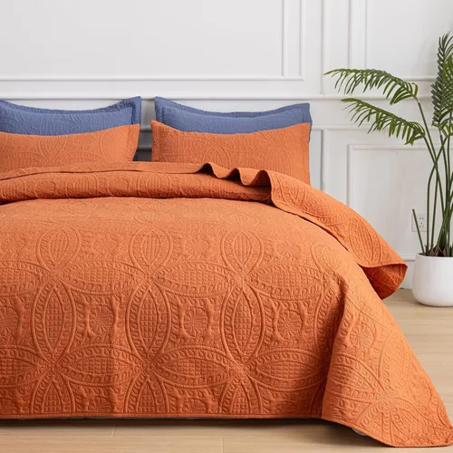 Vista 16 de SheRest - Juego de colcha individual - colcha de cama suave y transpirable, colcha con relieve de estilo moderno, colcha de microfibra ligera