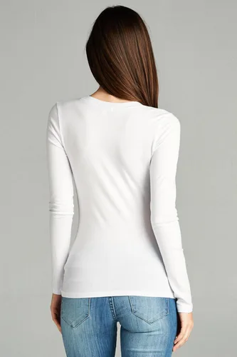 Vista 6 de Emmalise - Camiseta de manga larga para mujer, talla junior y grande, cuello rendondo básico