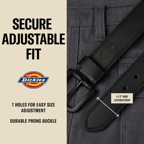 Vista 4 de Dickies cinturón de cuero auténtico para hombre – estilo casual duradero, tallas regulares y grandes y altas Negro