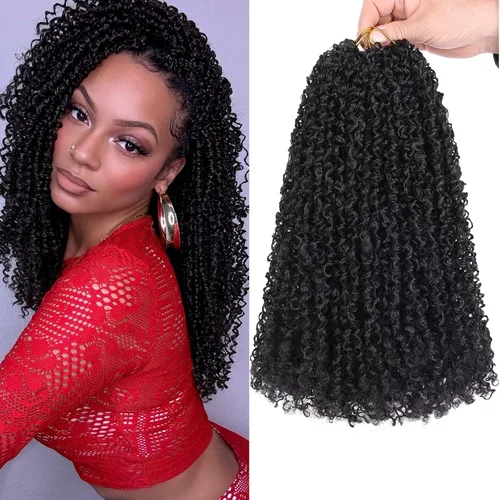 Vista 23 de Unionbeauty - Paquete de 8 trenzas de ganchillo Yanky Twist de 6 pulgadas, 8 paquetes, color negro natural, micro Passion Twist, extensiones