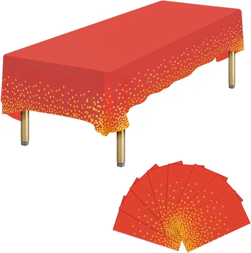 Vista 8 de Paquete de 4 manteles de plástico desechables azules y dorados para mesa rectangular, manteles desechables de 54 x 108 pulgadas, manteles