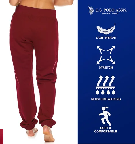 Vista 3 de U.S. Polo Assn. Pantalón pijama deportivo para mujer, esencial, de felpa francesa para dormir, descansar o correr
