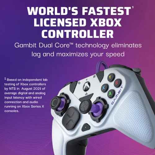 Vista 2 de Victrix Gambit World's Fastest Licensed Xbox Controller, Elite Esports Design with Swappable Pro Thumbsticks, Custom Paddles, Swappable White