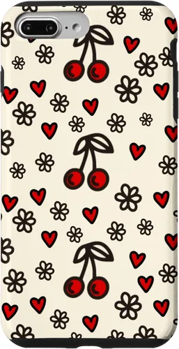 Vista 12 de Carcasa para iPhone 16 con diseño de cerezas, cerezas, diseño de corazón de San Valentín, color rojo