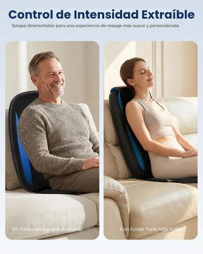 Vista 6 de COMFIER - Masajeador de espalda Shiatsu con calor, cojín de asiento de masaje de tejido profundo, almohadilla para silla de masaje para espalda