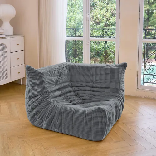 Vista 12 de N&V Fireside - Silla esquinera sin brazos, sofá de piso de pana suave de alta calidad, sofá de espuma para sala de estar, dormitorio y oficina Beige