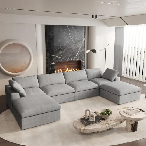 Vista 31 de Cloud - Sofá modular convertible de 80.3 pulgadas en forma de L para sala de estar con otomana de almacenamiento, sofás profundos minimalistas