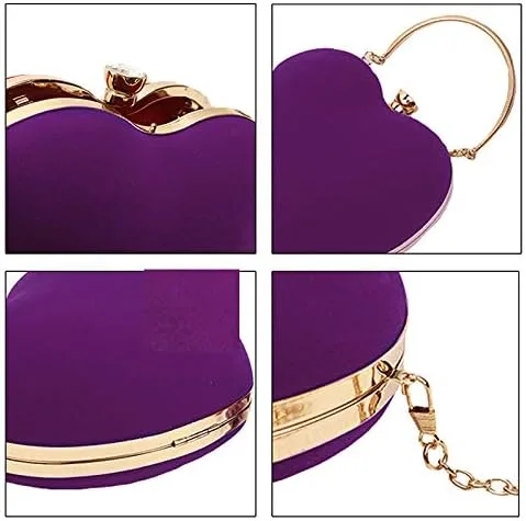 Vista 5 de Goclothod Bolso de mano con forma de corazón para mujer bolso de hombro de terciopelo