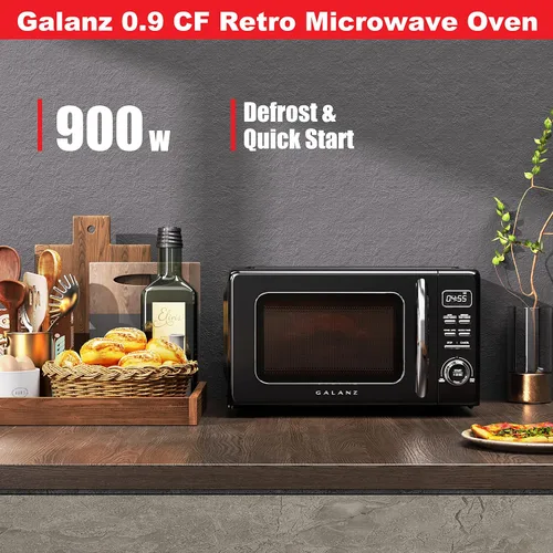 Vista 3 de Galanz Horno microondas retro + placa eléctrica Elite Gourmet