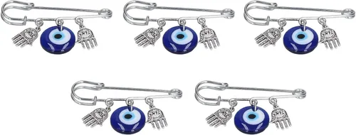 Vista 8 de 5 pines de mal de ojo, broche de hierro y aleación, diseño único de buena suerte, pines de seguridad para hombres, mujeres, fiestas en casa, citas