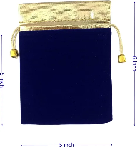 Vista 3 de Palmhomee Paquete de 12 bolsas de terciopelo con cordón para regalo bolsa de terciopelo para joyas bodas y fiestas 5 x 6 pulgadas azul rey apertura