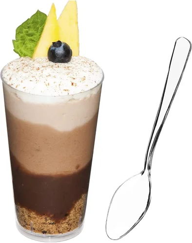 Vista 12 de DLux 100 x 3 oz Mini tazas de postre, tirador - taza de aperitivo de plástico transparente parfait - pequeño vaso reutilizable tirador