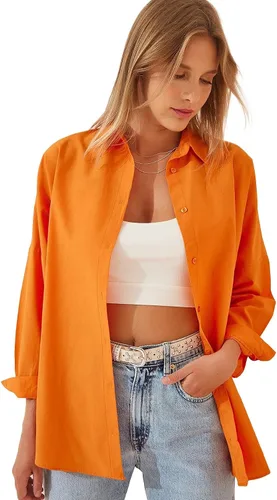 Vista 2 de BIG DART - Camisas de gran tamaño con botones para mujer, blusas informales de verano con manga larga