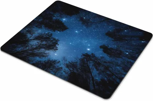Vista 3 de Smooffly - Tapete de mouse para juegos personalizada con diseño de sublime paisaje de cielo nocturno con la Vía Láctea y los árboles, rectangular