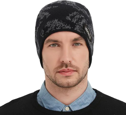 Vista 4 de Sireck Gorro para hombre y mujer, gorro de punto cálido para clima frío, gorro térmico
