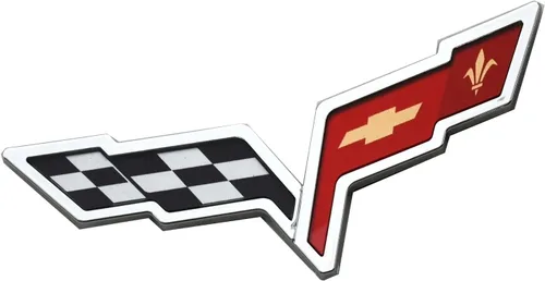 Vista 3 de Juego de par C6 Corvette 2005-2013, emblema para capó delantero y alerones cruzados traseros, adhesivo de reemplazo para Corvette, cromo, rojo