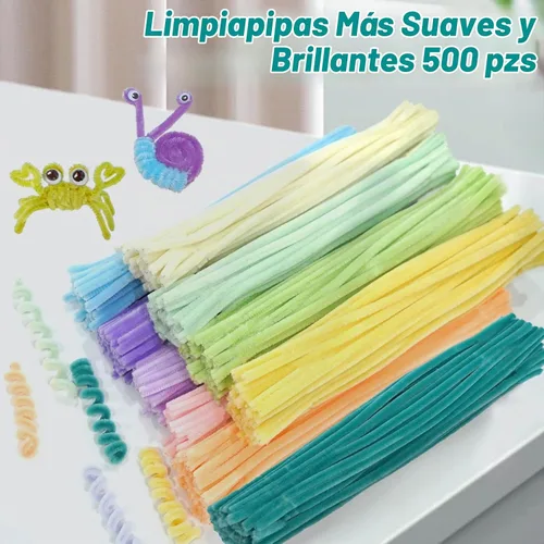 Vista 4 de Limpiapipas pastel, 500 unidades, 10 tallos de chenilla surtidos para manualidades Esquema de color de caramelo de macaron