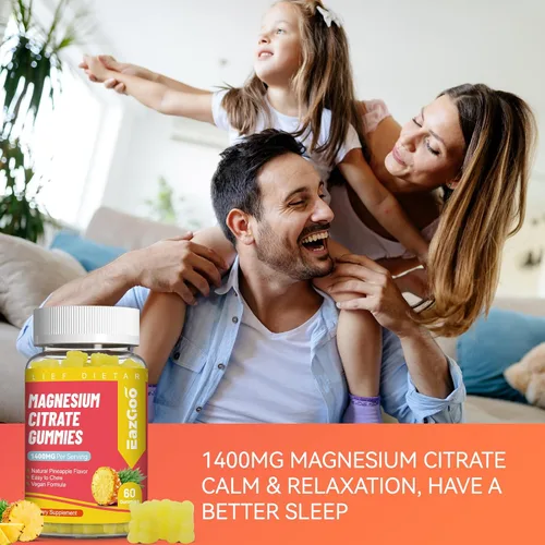 Vista 5 de Gomitas de citrato de magnesio de 1400 mg, gomitas de magnesio de alta absorción para adultos, suplemento de goma de magnesio extra fuerte