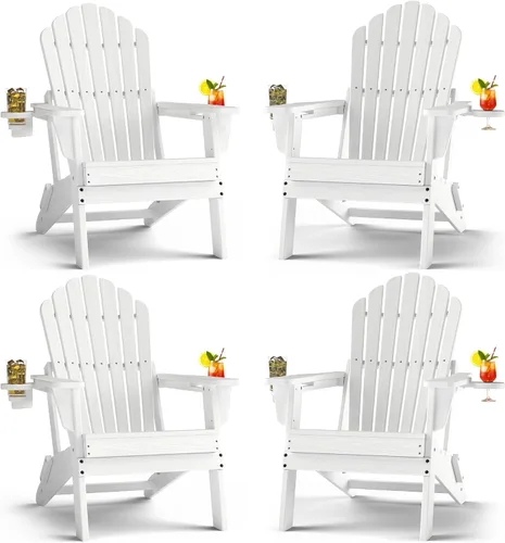 Vista 14 de Plawdlik Silla Adirondack plegable de gran tamaño mejorada 2026, silla para hoguera resistente de 380 libras con respaldo extra alto de 37.8
