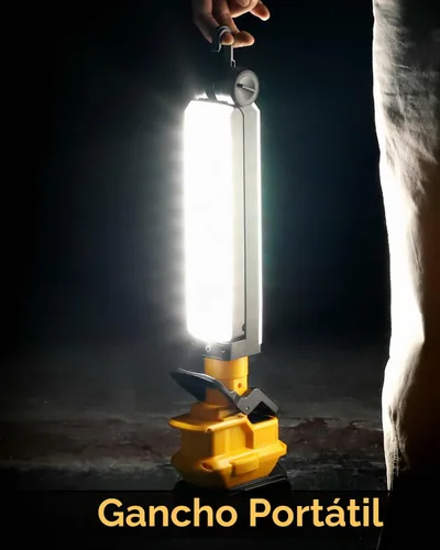 Vista 5 de DTEZTECH Luz de 20 V para batería de iones de litio Dewalt de 20 V, linterna de 30 W 2400 lúmenes con ganchos y clips de montaje integrados, luz