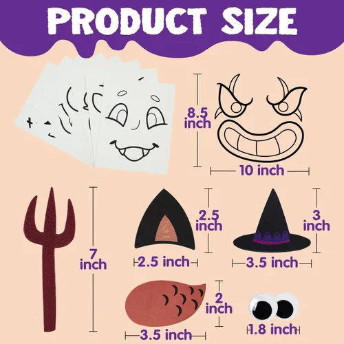 Vista 6 de Klever Kits Kit de decoración de calabaza para manualidades de Halloween, suministros de fiesta de actividades artísticas, recuerdos de fiesta