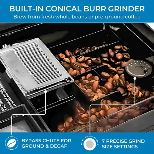 Vista 4 de Kenmore Cafetera Automática Completa - Con Molinillo, Espumador de Leche y Vaporizador, Tamper Automático, Máquina de Espresso Descalcificadora