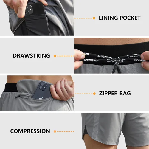 Vista 5 de ENVMENST Pantalones cortos de entrenamiento 2 en 1 para hombre con forro, pantalones cortos deportivos para gimnasio con bolsillos (S-3XL)