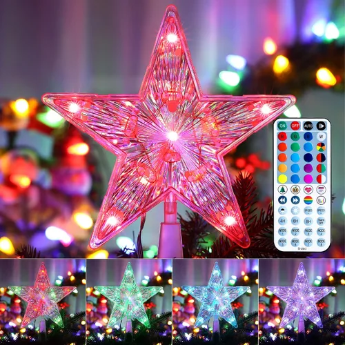 Vista 9 de Brizled Estrella Inteligente para la Copa del Árbol de Navidad, 7.5" Estrella Iluminada con 11 LED para Copa de Árbol, Estrella de Navidad
