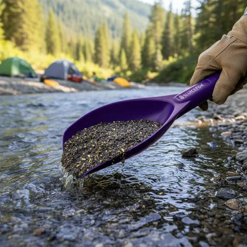 Vista 8 de Gold Prospecting Paydirt Scoop Pala de mano de plástico duradero Herramienta ligera para cacerear, dragar y cavar grietas Púrpura