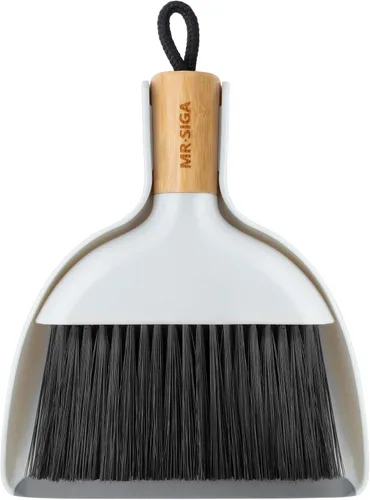 Vista 9 de MR.SIGA Juego de mini recogedor y cepillo, cepillo de limpieza portátil y recogedor combinado con mango de bambú, negro, 1 juego