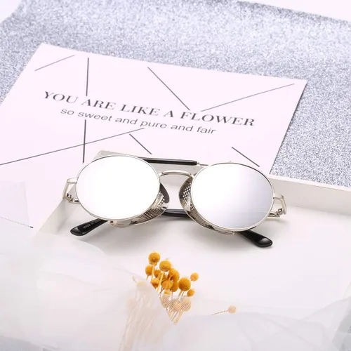 Vista 5 de Dollger Gafas de sol estilo steampunk redondas vintage gafas retro protección UV400 para hombres y mujeres