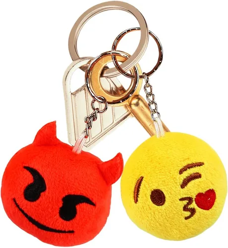 Vista 2 de Dreampark Emoji - Llavero de felpa para niños, diseño de emoji, ideal para fiestas de Navidad o cumpleaños, 2 pulgadas