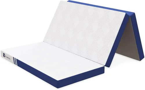 Vista 12 de Avenco Cubrecolchón de triple pliegue, colchón plegable de 4 pulgadas, tamaño individual, espuma viscoelástica plegable con funda extraíble y Azul