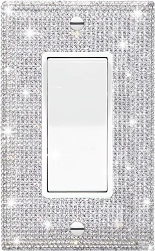 Vista 12 de 1 PC Placa de Pared de Diamantes de Imitación Plateados Brillantes Cubierta de Interruptor de Luz Cubiertas de Interruptor Placas de Pared Diamantes