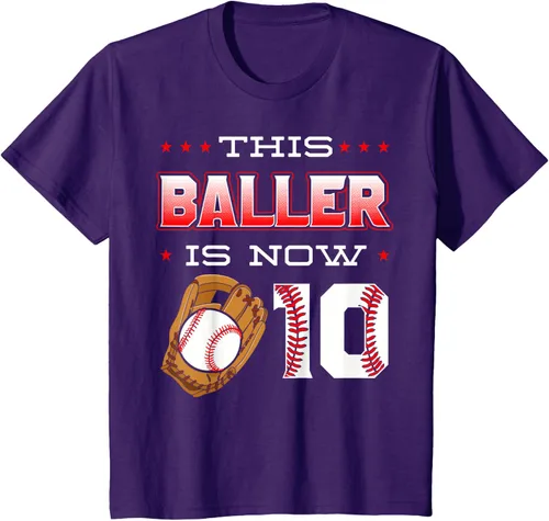 Vista 28 de This Baller Is Now 10 - Camiseta de béisbol para fiesta temática de cumpleaños número 10, Negro