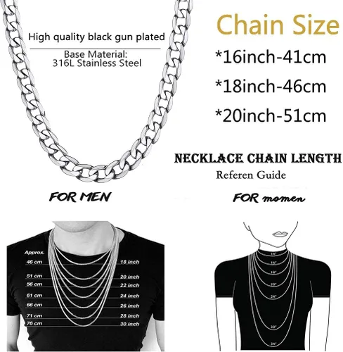 Vista 4 de Collar de candado de acero inoxidable para hombre y mujer, gargantilla de plata de 16 a 20 pulgadas